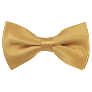 TheDapperTie Men's Solid Color 2.5 W And 4.5 L Inch Pre-Tied adjustable Bow Ties Men's Solid Color Bow Tie TheDapperTie Honey Gold  