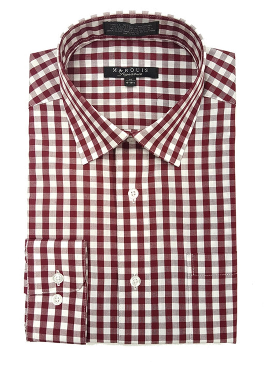 Marquis Men's Gingham Checkered Long Sleeve Modern Fit Shirt – The ...